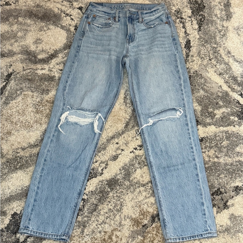 Light Blue Distressed Boyfriend Jeans